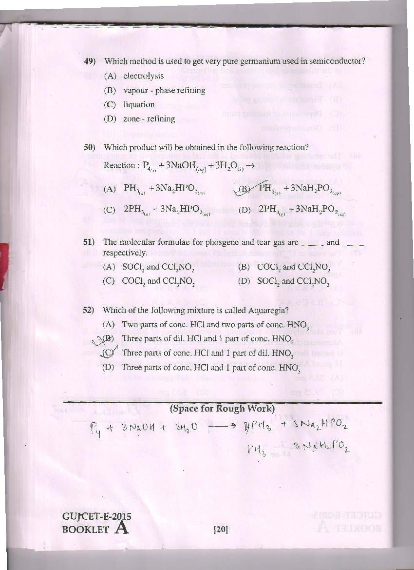 GUJCET 2015 Question Paper PDF (Physics, Chemistry, Biology)
