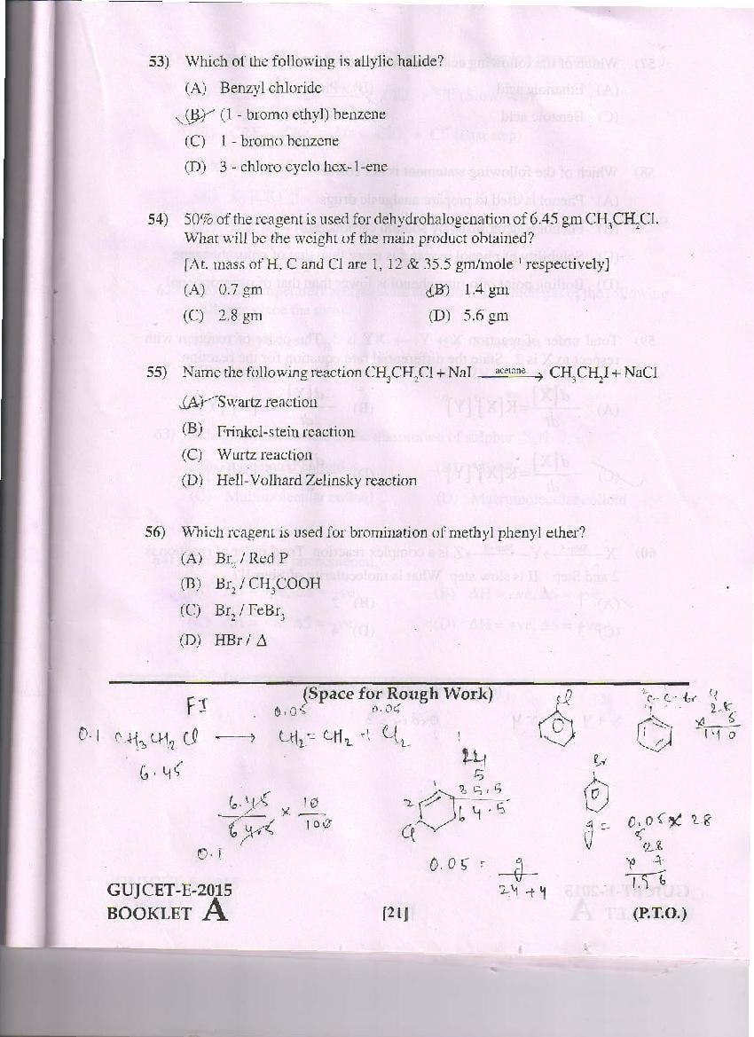 GUJCET 2015 Question Paper PDF (Physics, Chemistry, Biology)