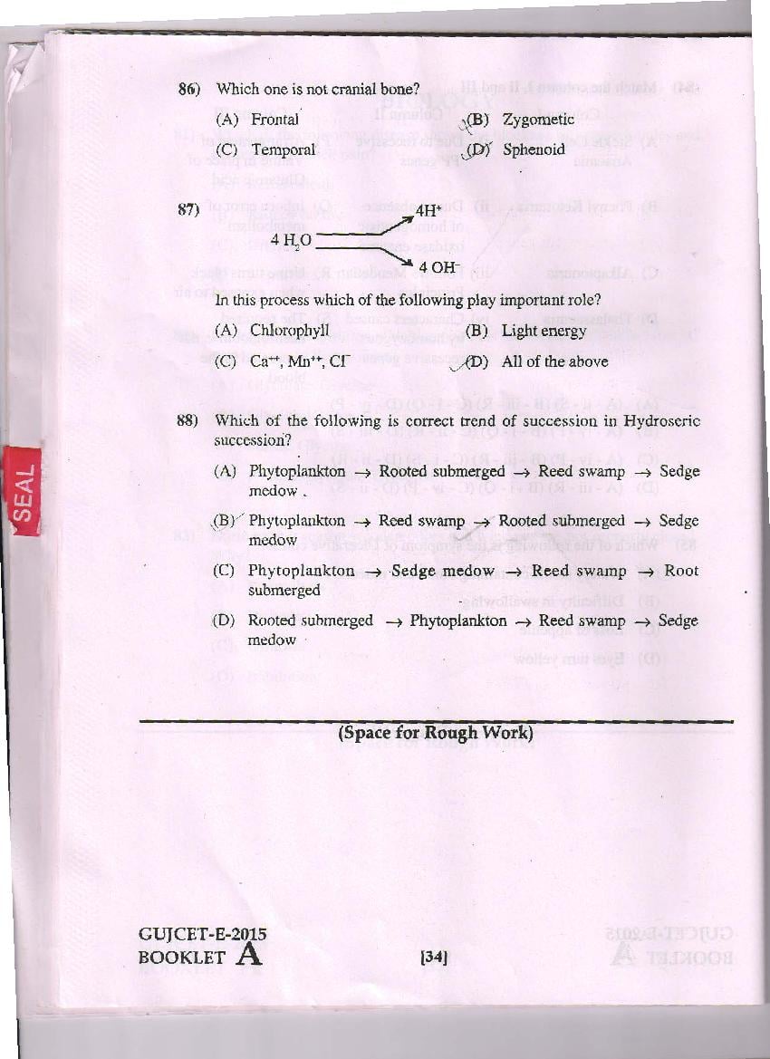 GUJCET 2015 Question Paper PDF (Physics, Chemistry, Biology)