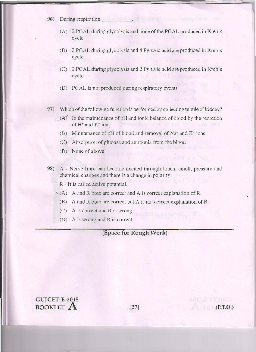 GUJCET 2015 Question Paper PDF (Physics, Chemistry, Biology)