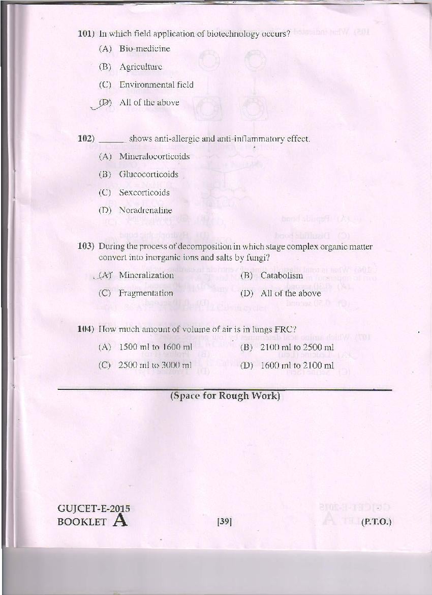 GUJCET 2015 Question Paper PDF (Physics, Chemistry, Biology)