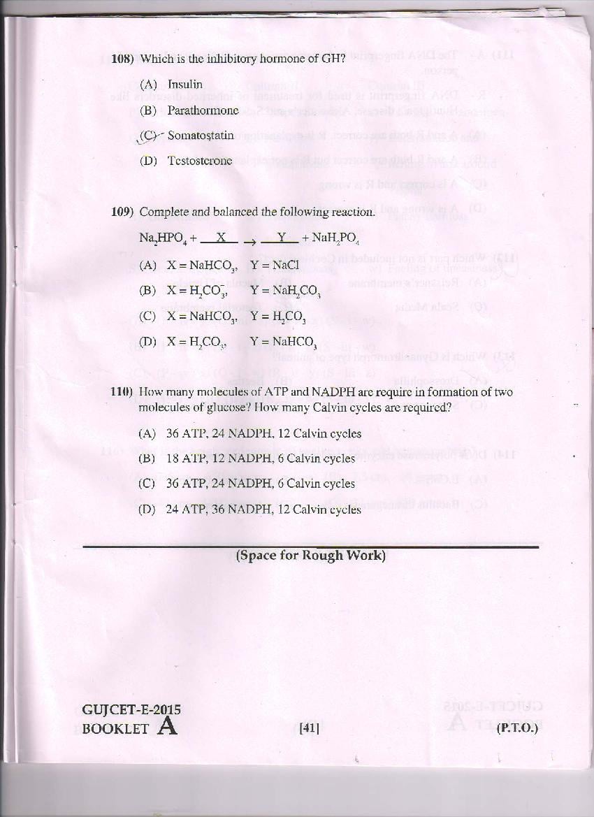GUJCET 2015 Question Paper PDF (Physics, Chemistry, Biology)