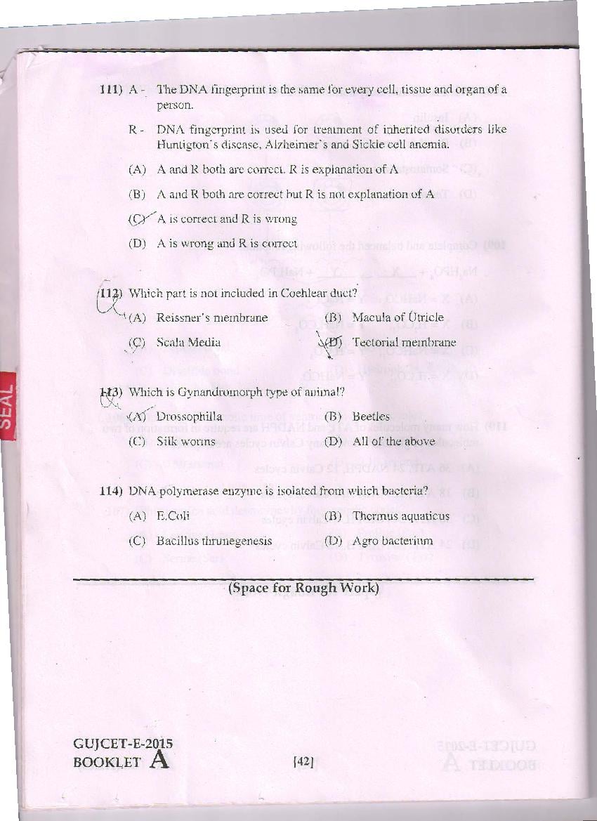 GUJCET 2015 Question Paper PDF (Physics, Chemistry, Biology)