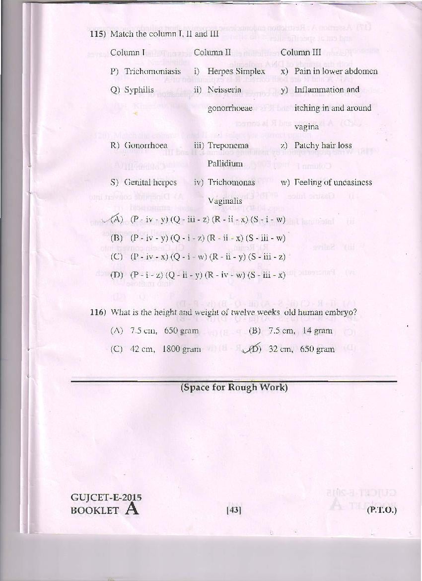 GUJCET 2015 Question Paper PDF (Physics, Chemistry, Biology)
