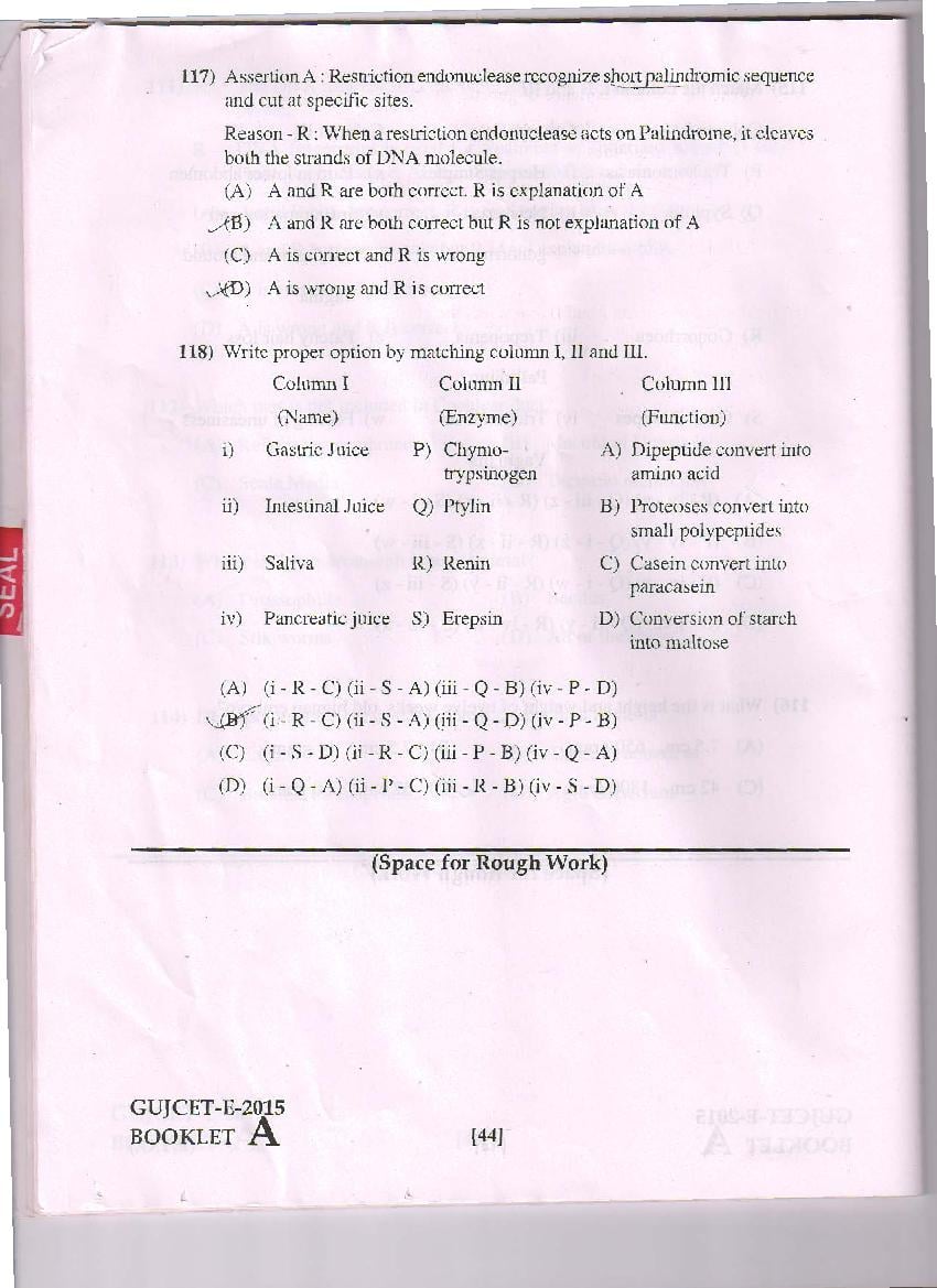 GUJCET 2015 Question Paper PDF (Physics, Chemistry, Biology)