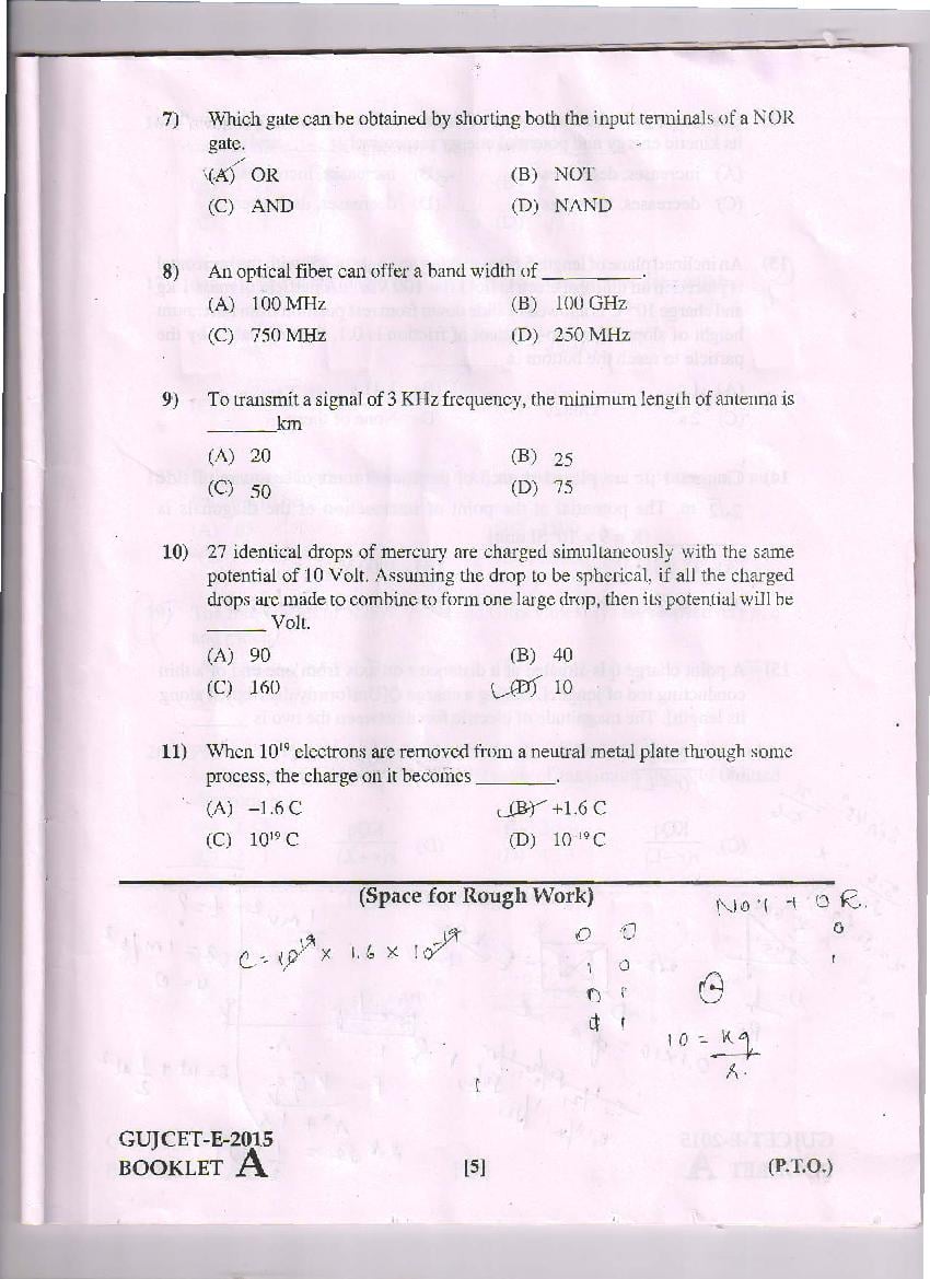 GUJCET 2015 Question Paper PDF (Physics, Chemistry, Biology)