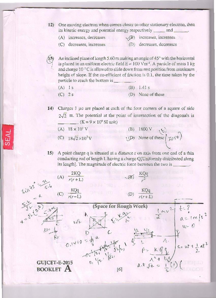 GUJCET 2015 Question Paper PDF (Physics, Chemistry, Biology)