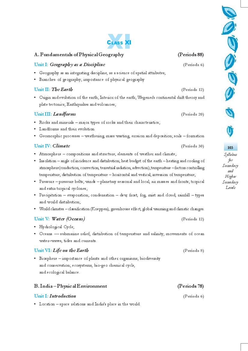 NCERT Class 11 Syllabus for Geography - Page 1