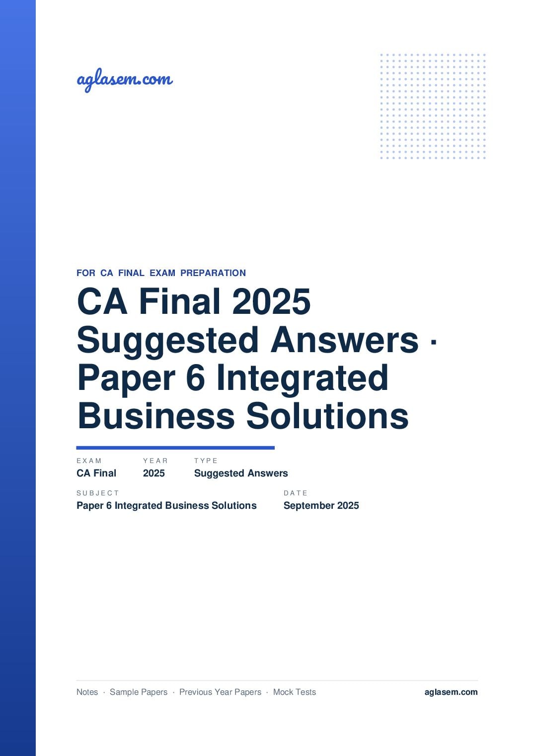 CA Final September 2025 Suggested Answers Paper 6 Integrated Business Solutions - Page 1 of 56
