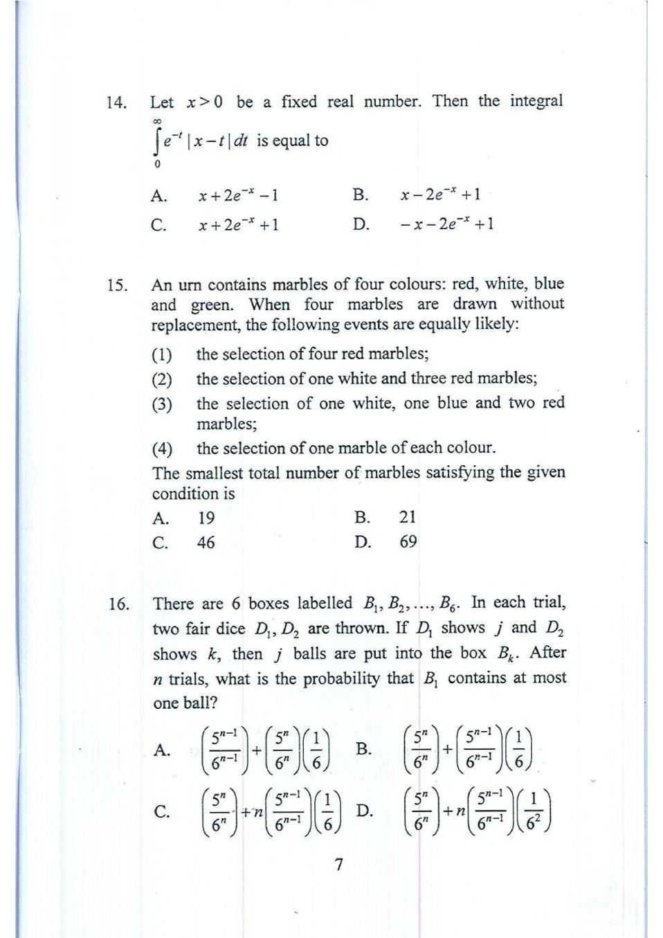 KVPY 2015 Question Paper & Answer Key for SB/SX Stream AglaSem Schools