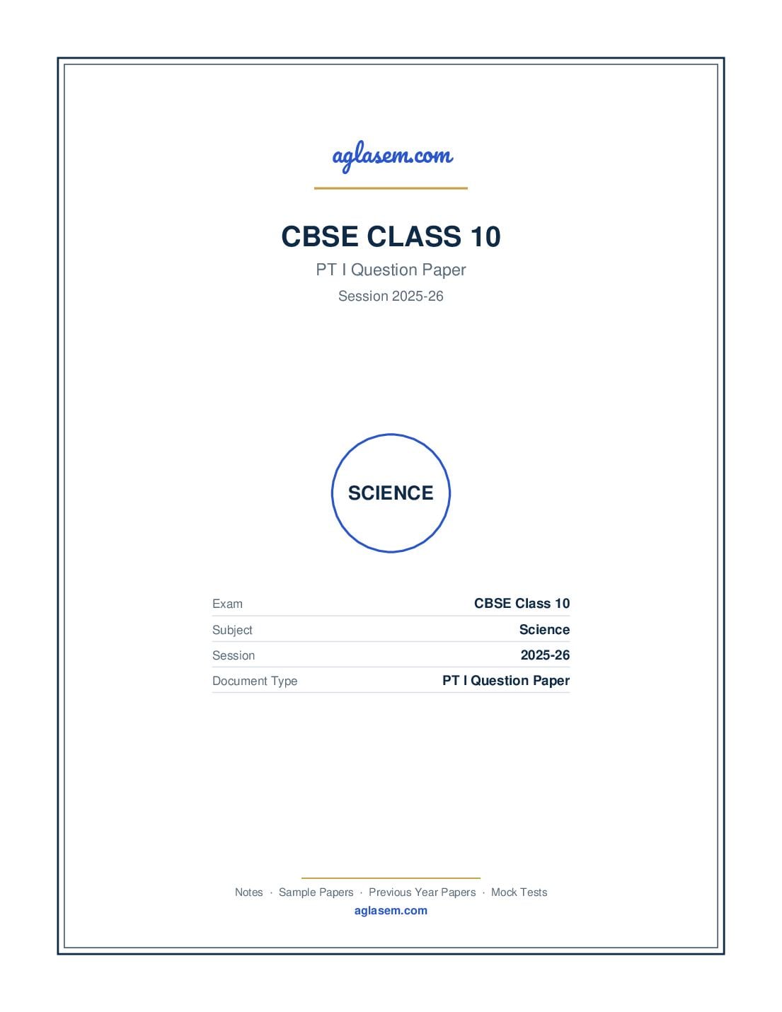 Class 10 PT I Question Paper 2025-26 Science - Page 1 of 7