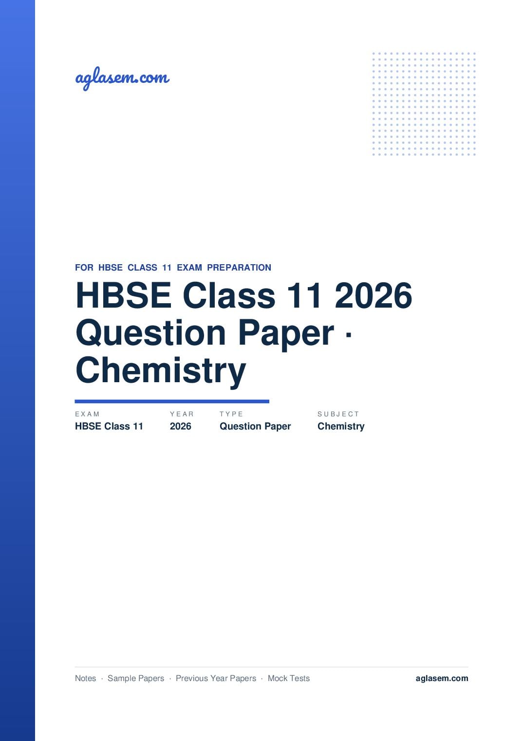 HBSE Class 11 Question Paper 2026 Chemistry - Page 1 of 17