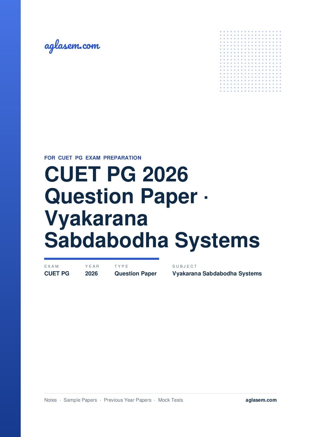 CUET PG 2026 Question Paper Vyakarana and Sabdabodha Systems - Page 1 of 32