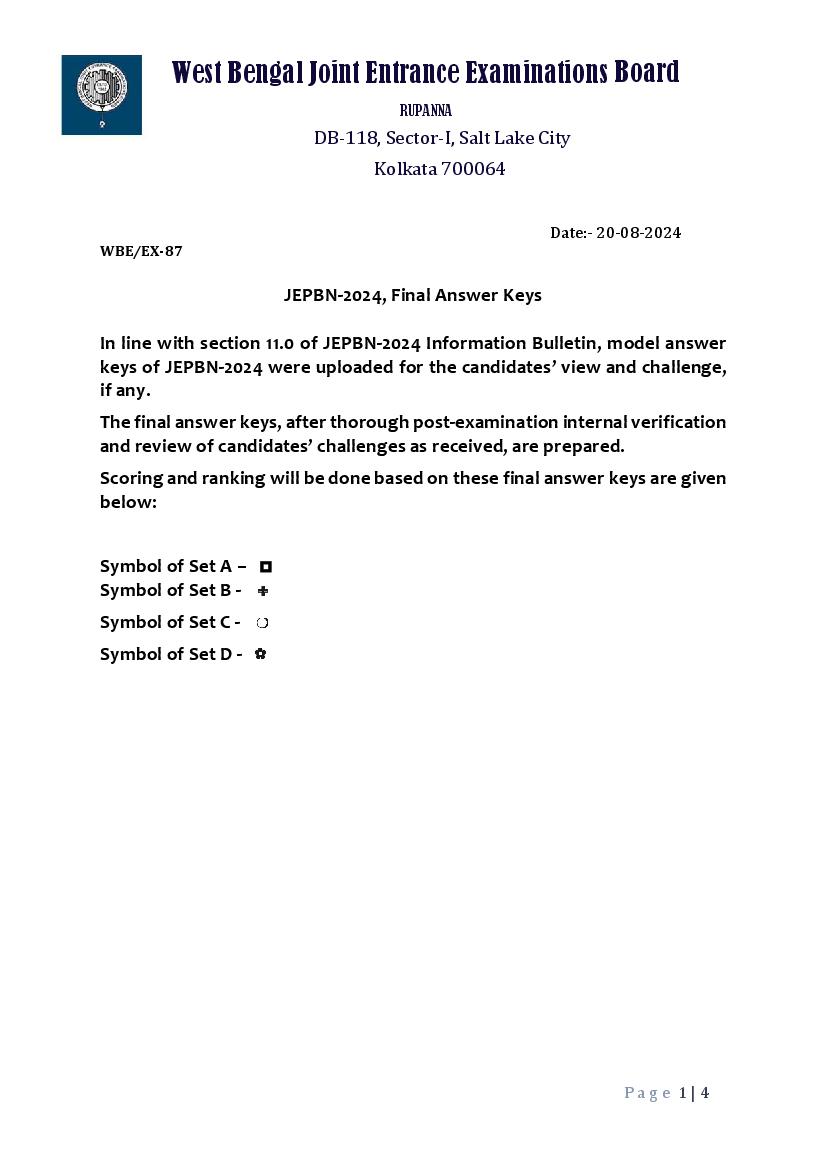 JEPBN 2024 Answer Key - Page 1