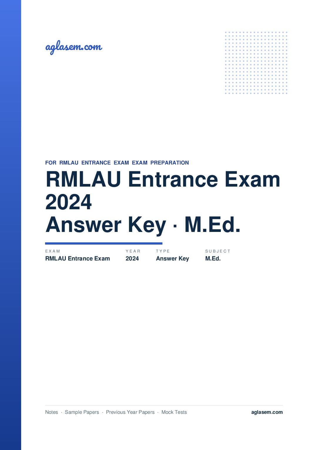 RMLAU Entrance Exam 2024 Answer Key M.Ed. - Page 1 of 2
