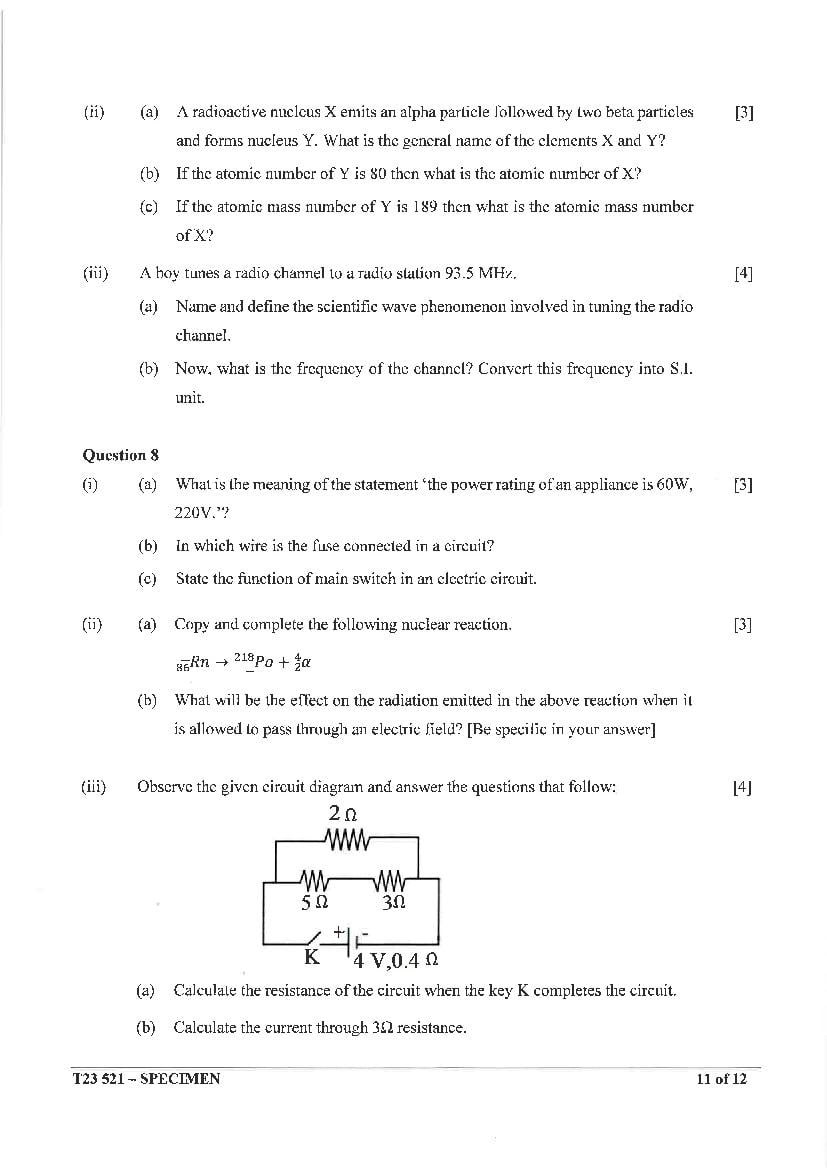 ICSE Class 10 Physics Specimen Paper 2024 (PDF) OneEdu24