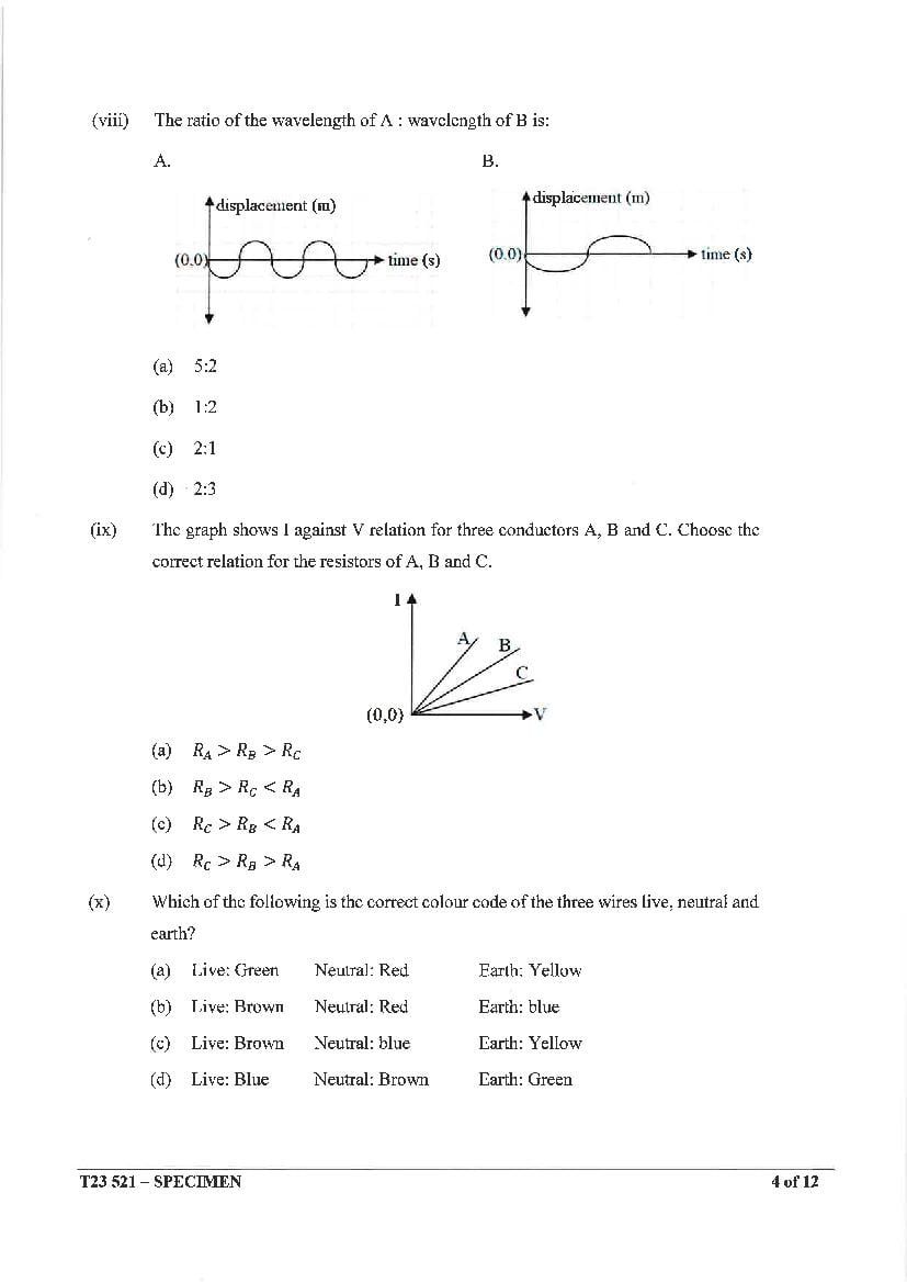 ICSE Physics Specimen Paper 2023 (PDF) - CISCE Class 10 Science Paper-1 ...