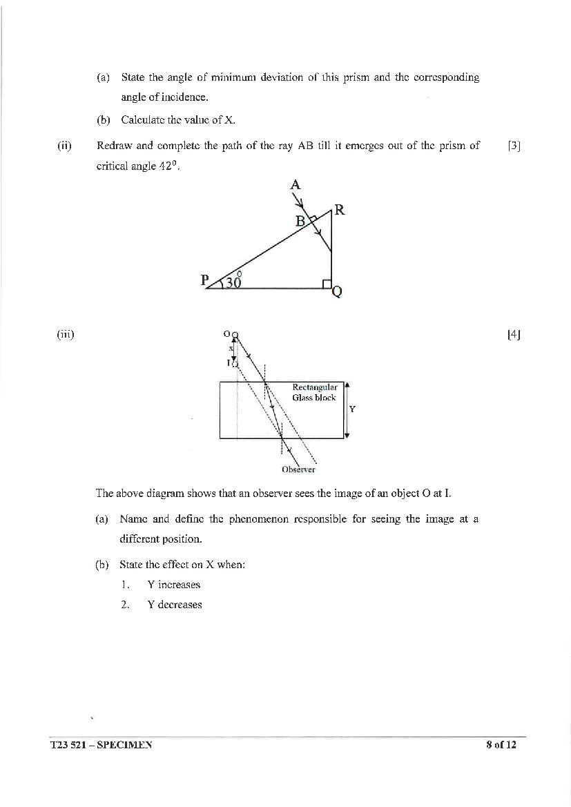 ICSE Physics Specimen Paper 2023 (PDF) - CISCE Class 10 Science Paper-1 ...