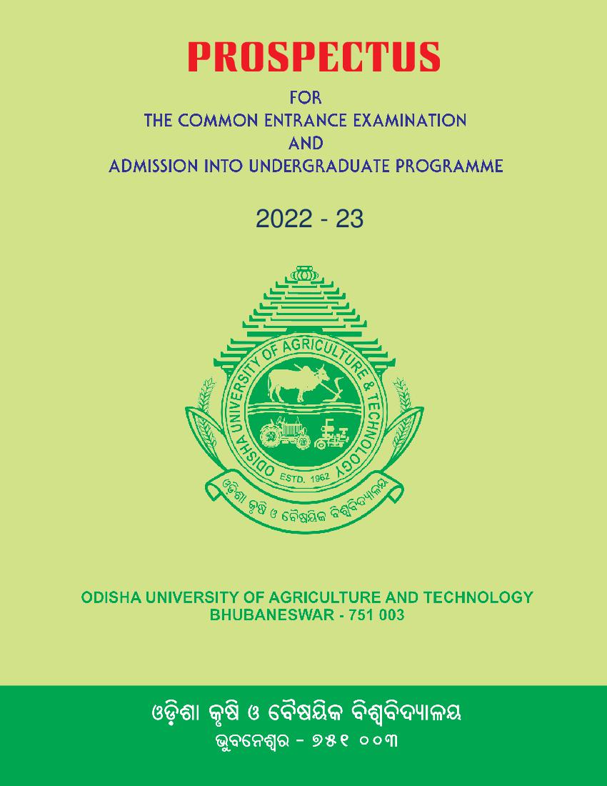 OUAT 2022 Admission Prospectus - Page 1