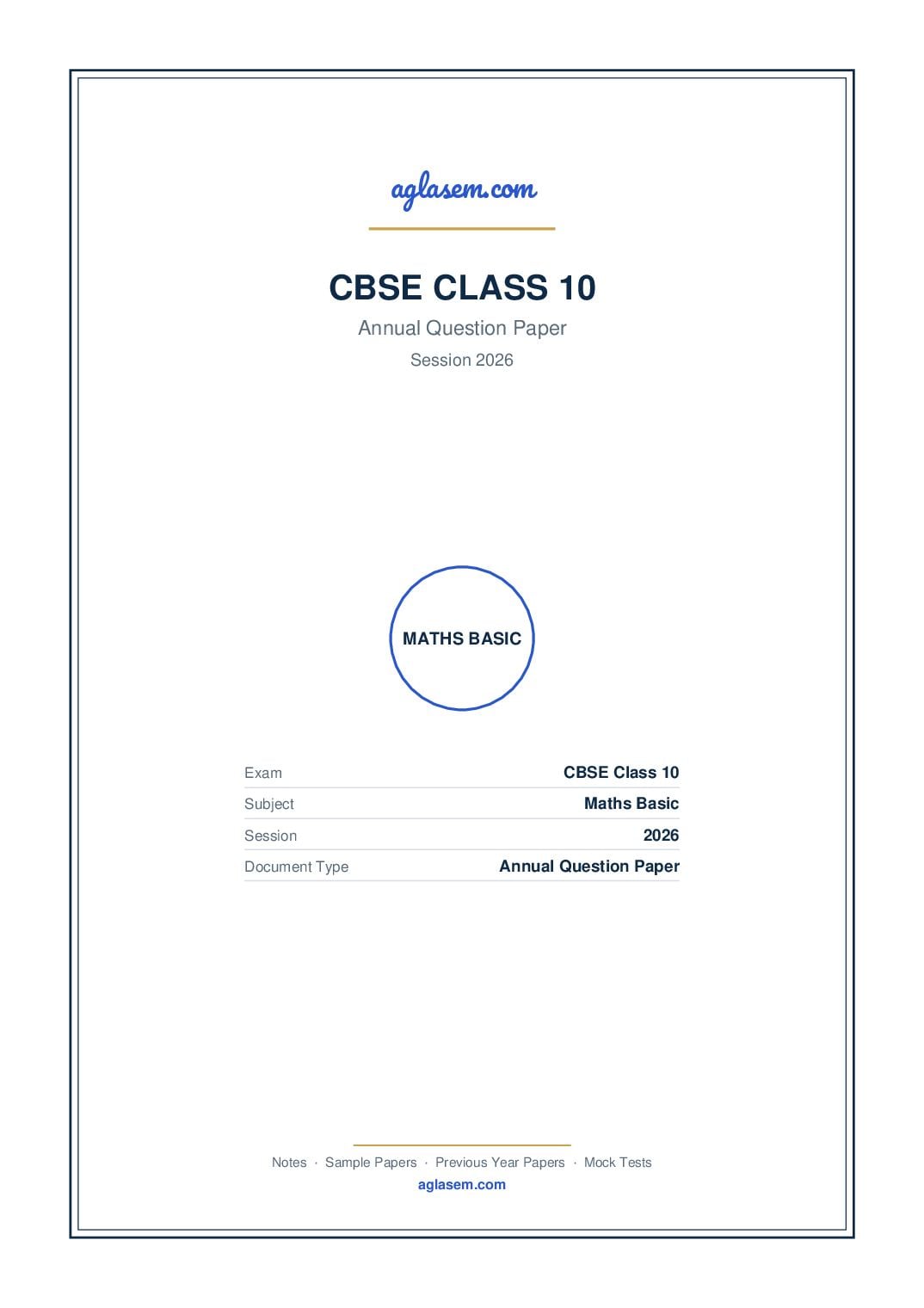 Class 10 Question Paper 2026 Maths Basic - Page 1 of 55