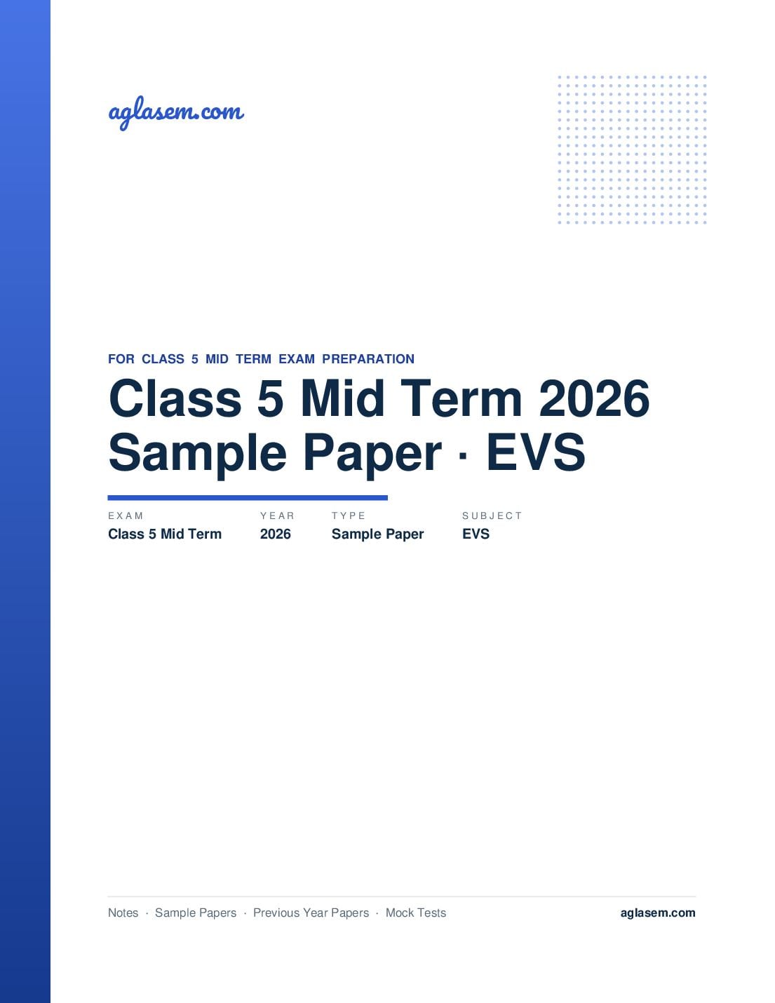Class 5 Mid Term Sample Paper 2026 EVS - Page 1 of 14