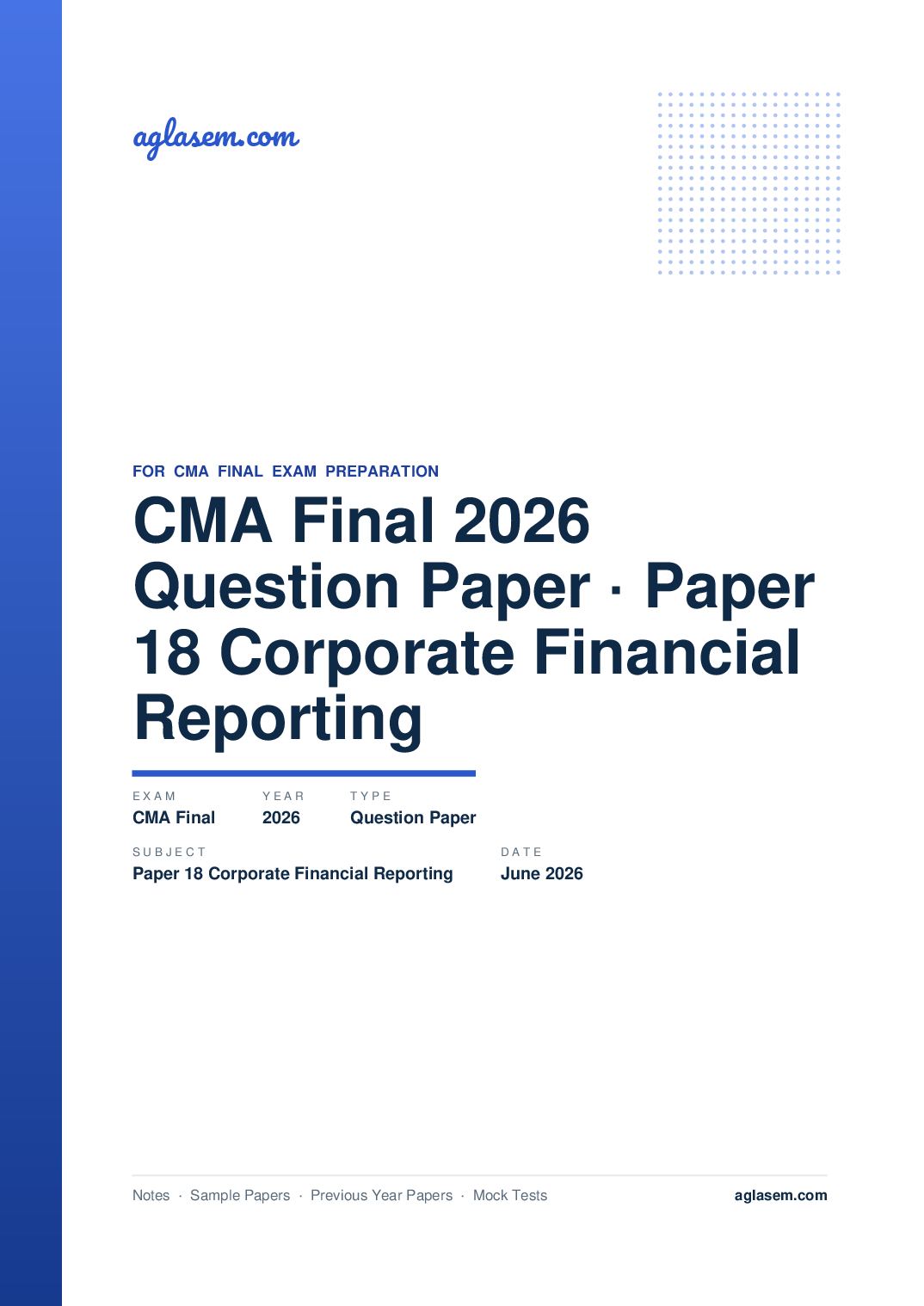 CMA Final June 2026 Question Paper Paper 18 Corporate Financial Reporting - Page 1 of 13