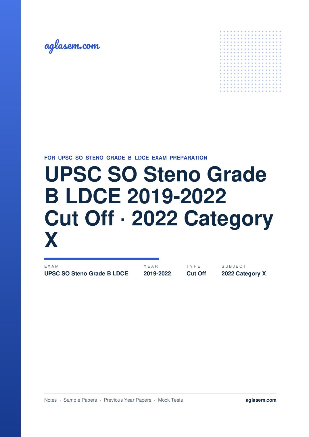 UPSC SO Steno Grade B LDCE 2019-2022 Cut Off Category X - Page 1 of 3