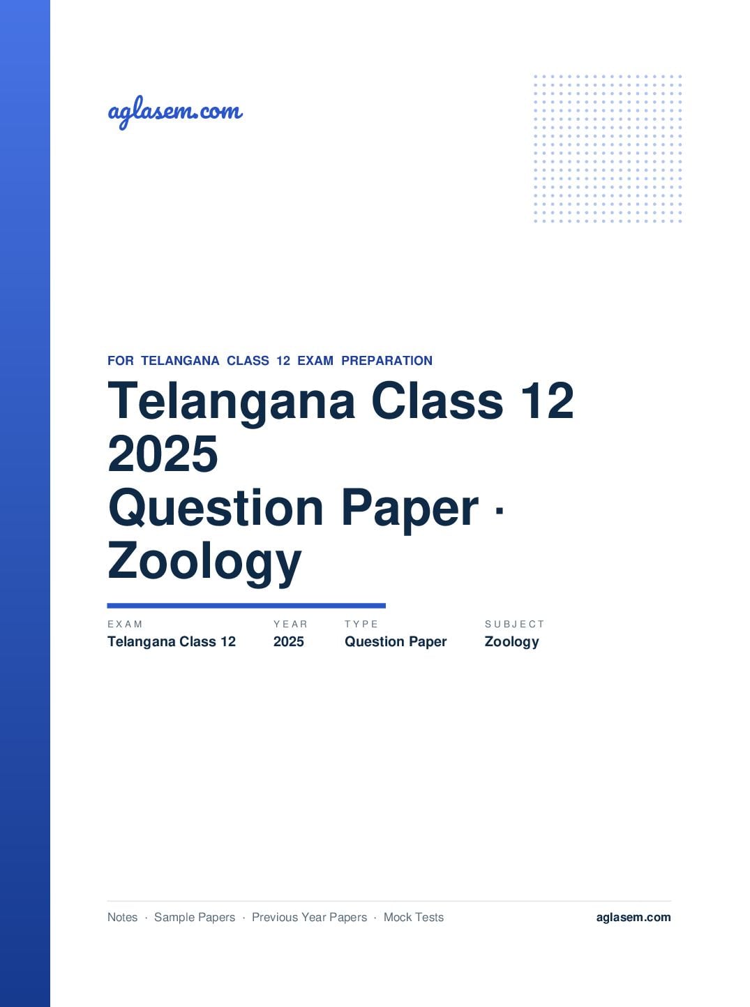 Telangana Class 12 Question Paper 2025 Zoology - Page 1 of 3
