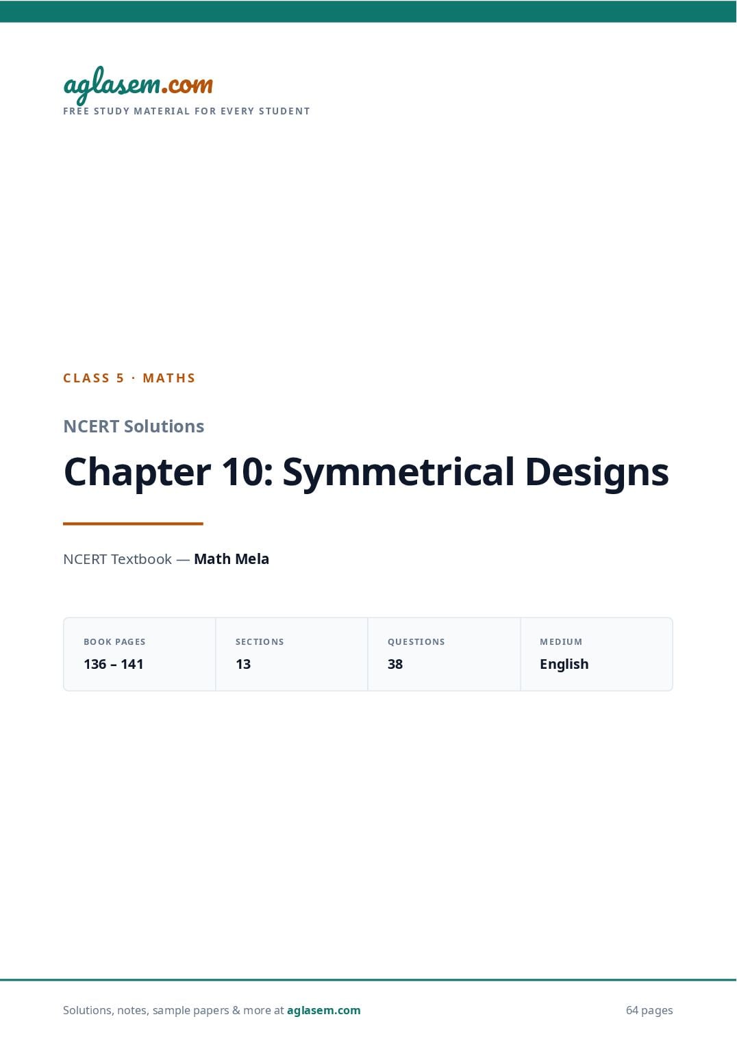 NCERT Solutions Class 5 Maths Chapter 10 Symmetrical Designs - Page 1 of 65