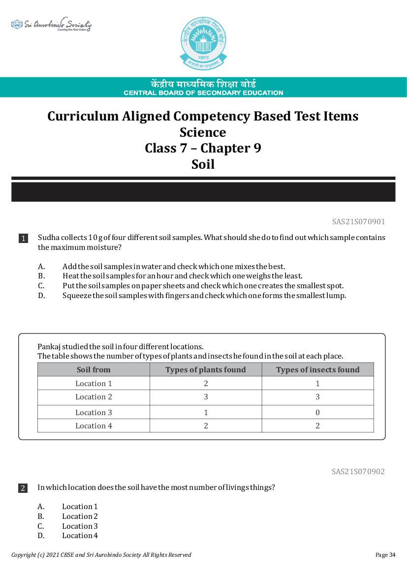 Class 7 Science Competency Based Questions 2025 - Download PDF - AglaSem
