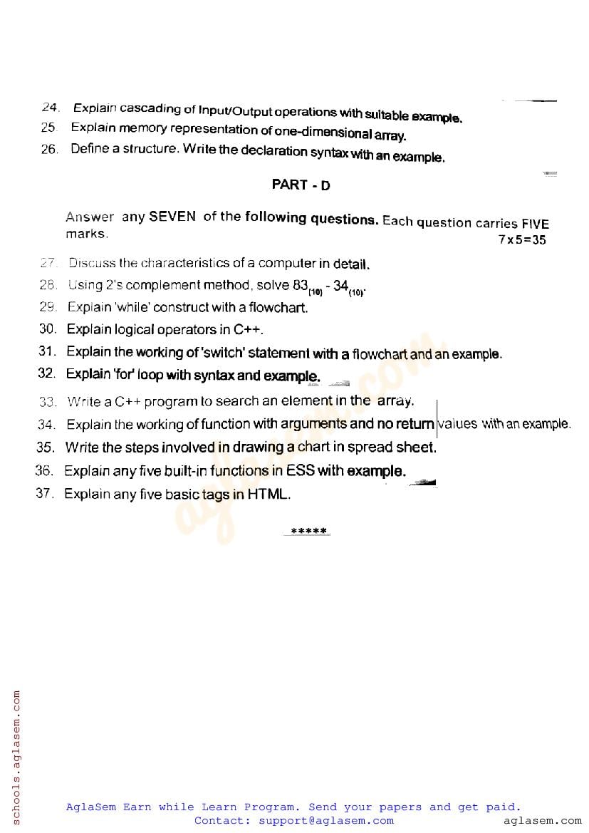 Karnataka 2nd PUC Computer Science Model Paper 2024 (PDF)