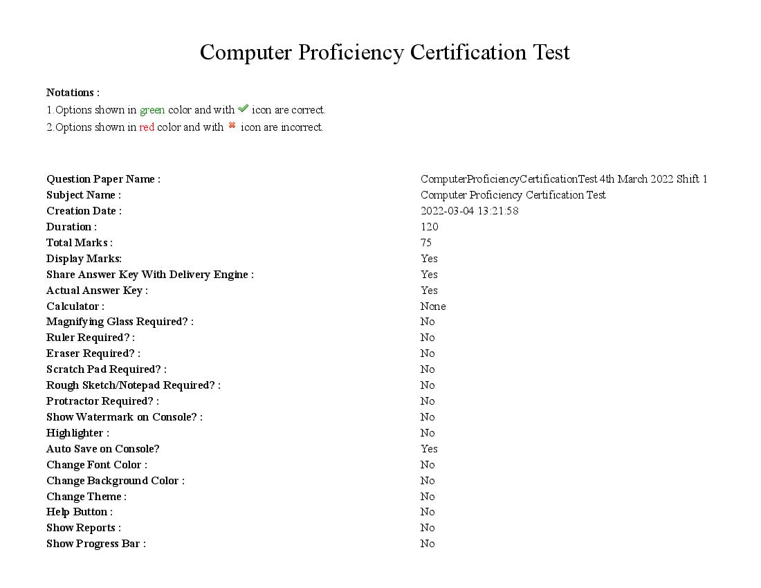 MP CPCT 2022 Answer Key and Question Paper, 04 March 2022: Shift-1 - Page 1