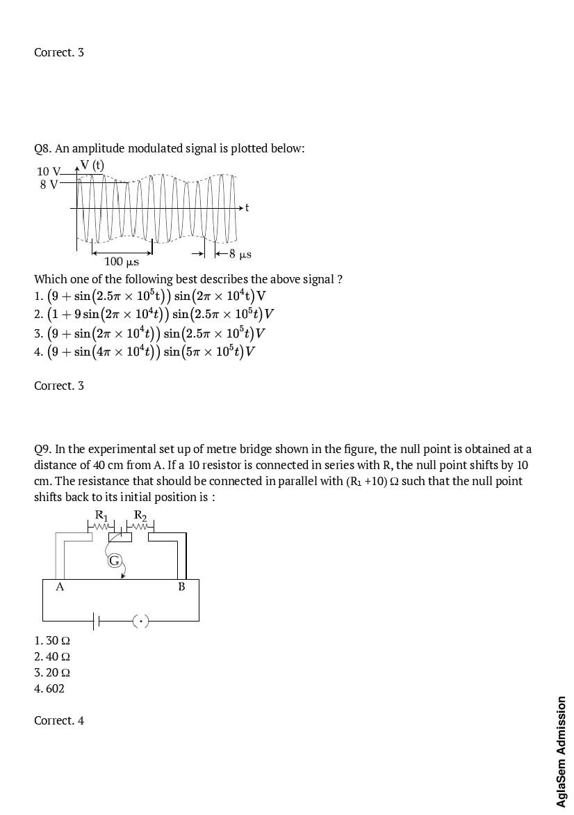 JEE Main 2024 Sample Paper PDF Set B (for B.Tech) Question & Answers AglaSem Admission