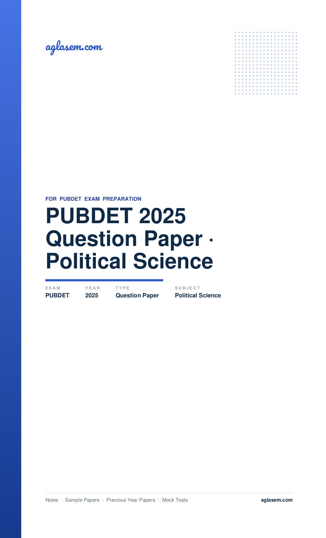 PUBDET 2025 Question Paper Political Science - Page 1 of 13