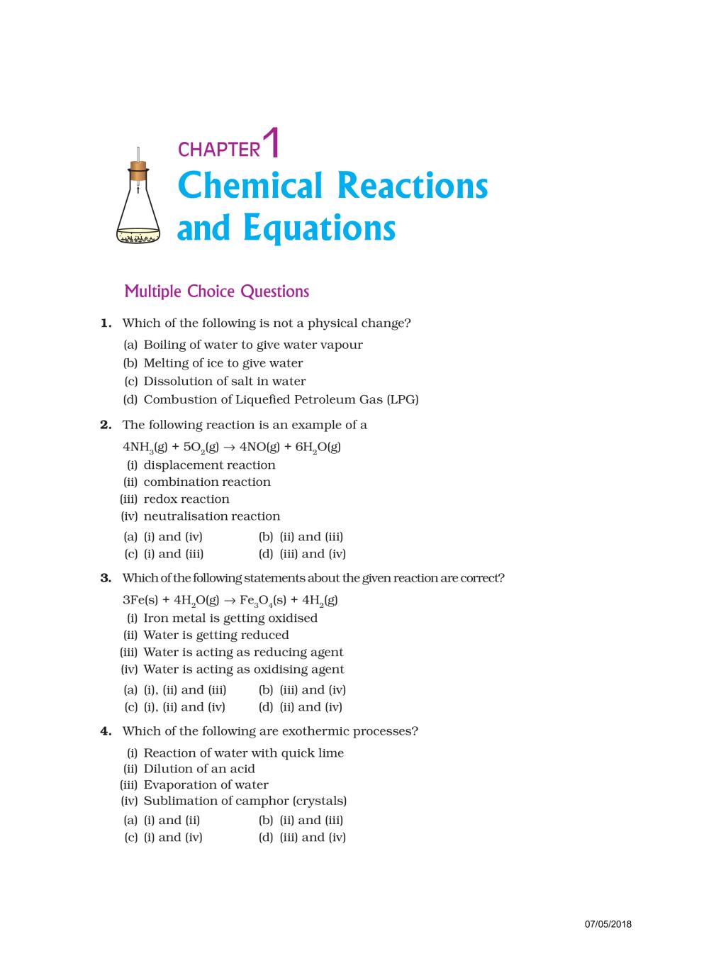NCERT Exemplar Class 10 Science Unit 1 Chemical Reactions and Equations - Page 1