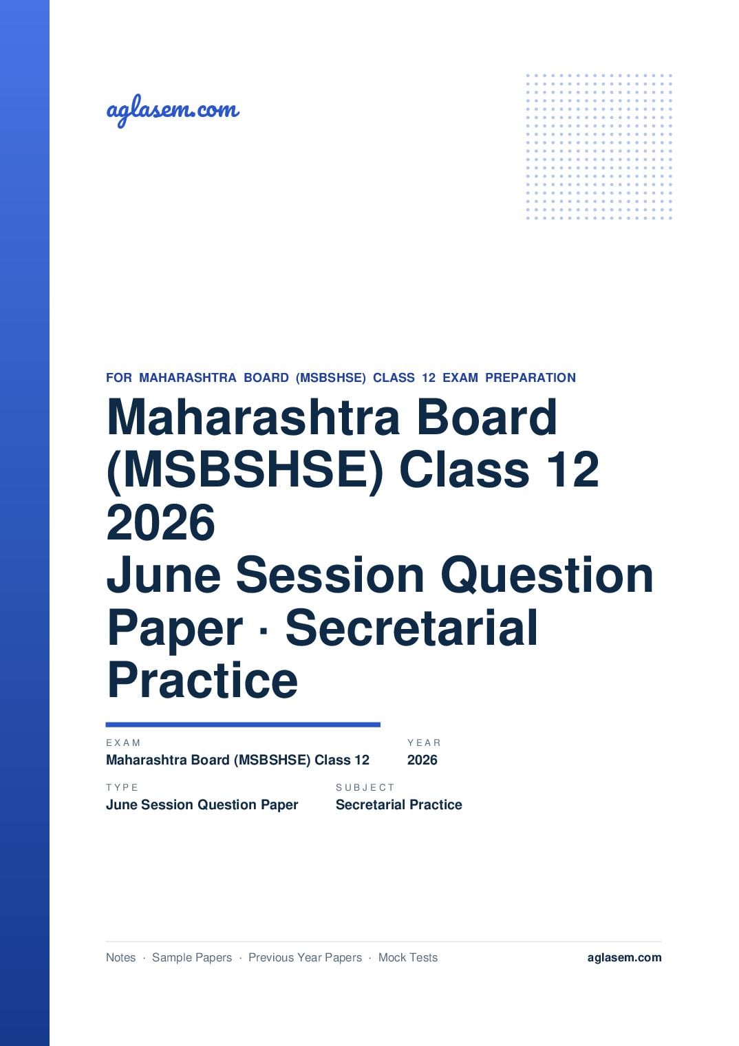 MH 12th Question Paper June 2026 Secretarial Practice - Page 1 of 6