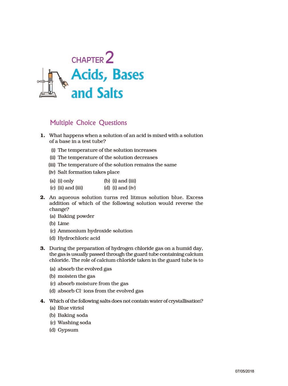 NCERT Exemplar Class 10 Science Unit 2 Acids, Bases, and Salts - Page 1