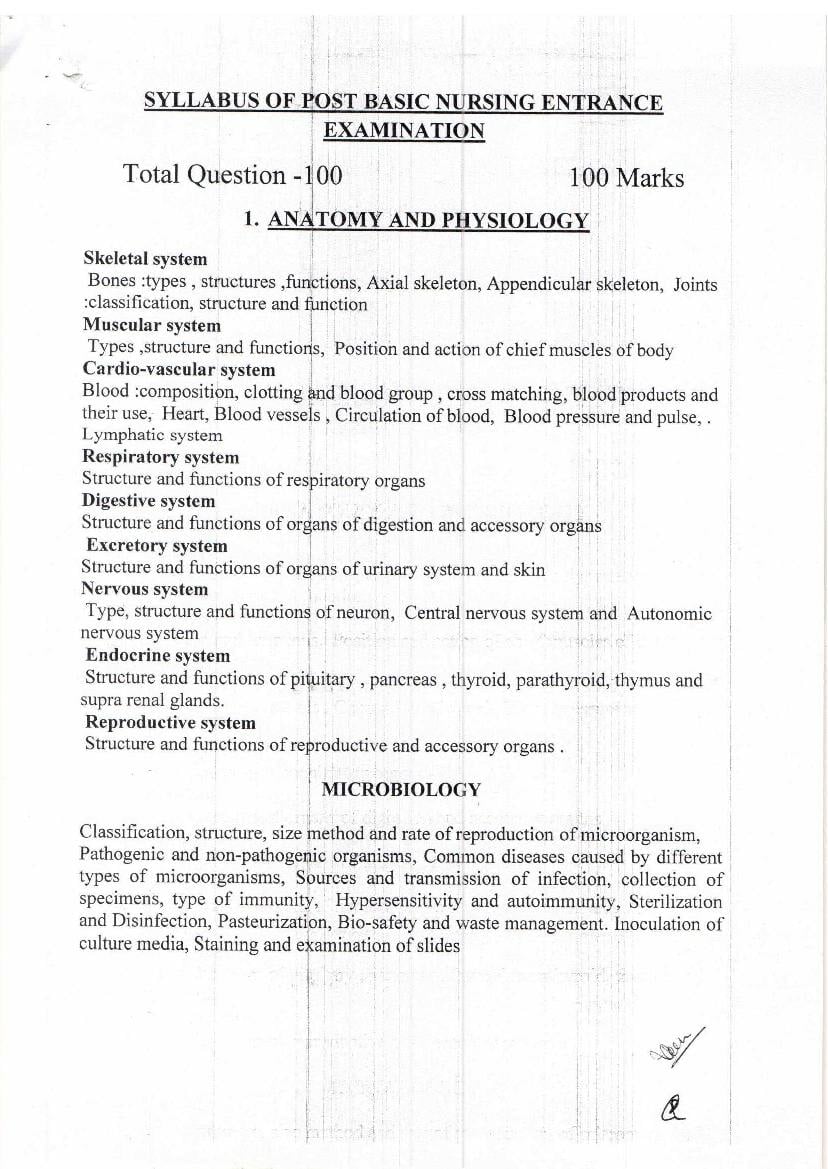 CG Post Basic B.Sc Nursing (PBN) 2024 Syllabus - Page 1