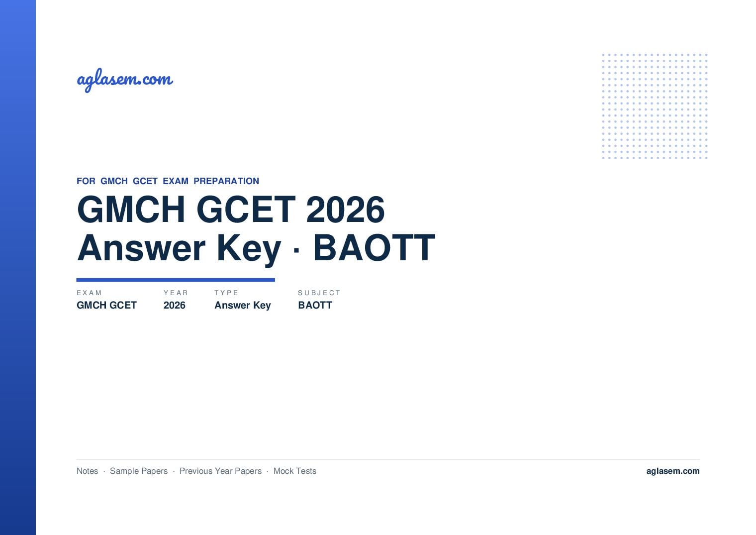 GMCH GCET 2026 Answer Key BAOTT - Page 1 of 2