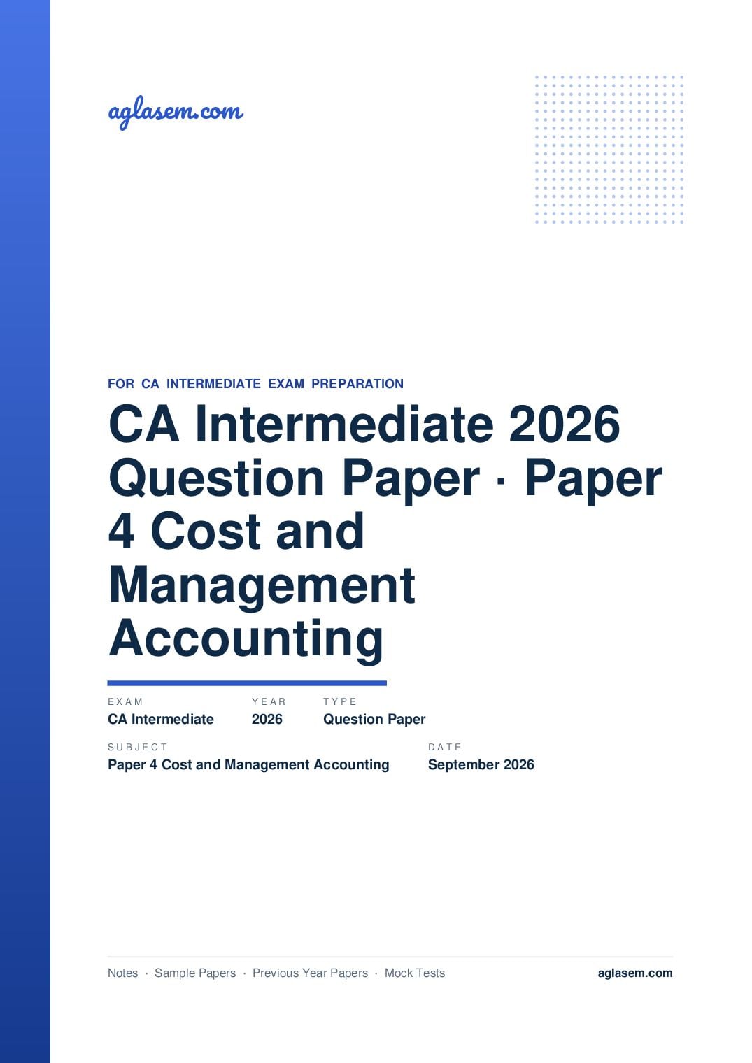 CA Intermediate September 2026 Question Paper Paper 4 Cost and Management Accounting - Page 1 of 25