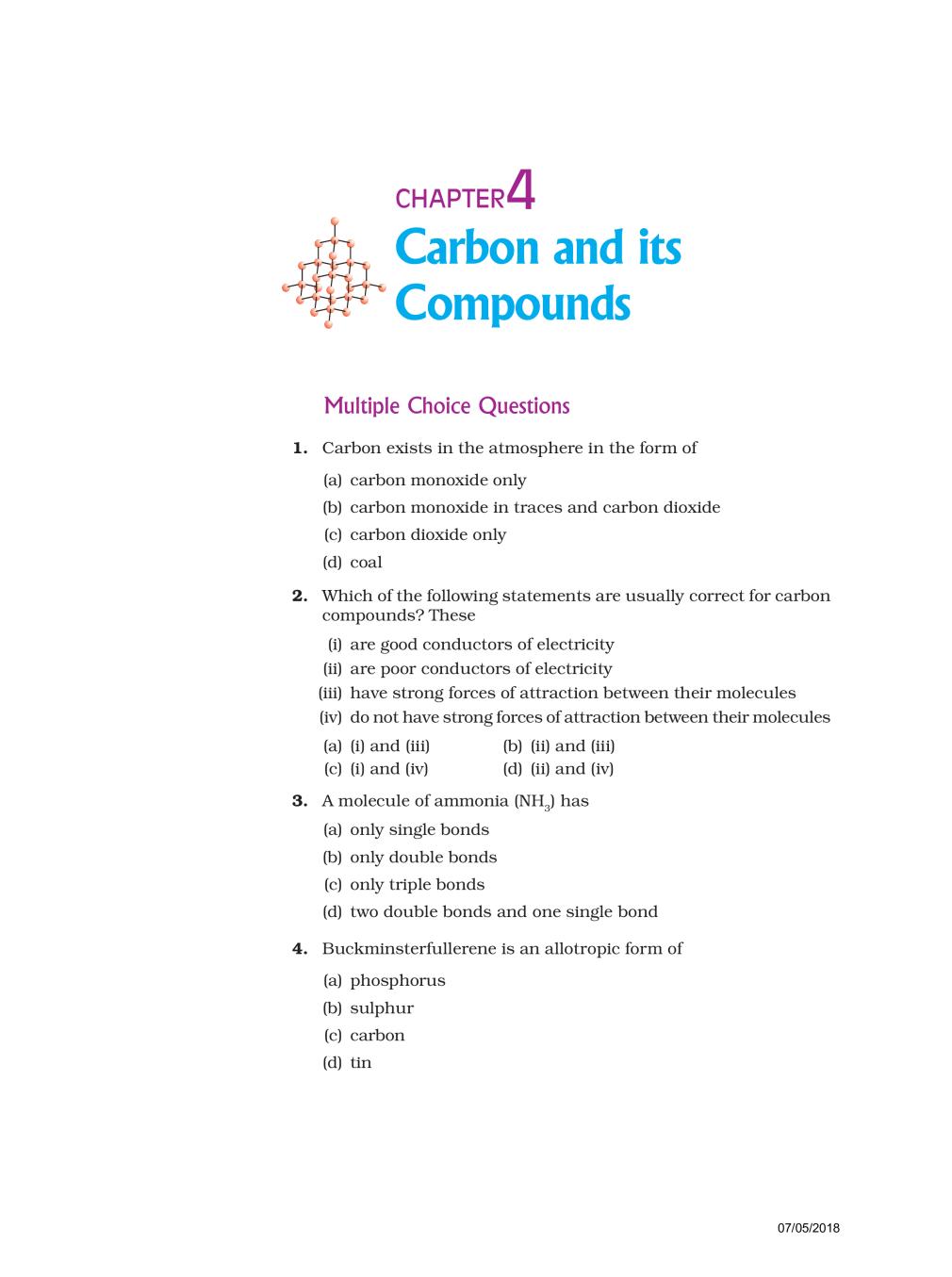 NCERT Exemplar Class 10 Science Unit 4 Carbon and its Compounds - Page 1