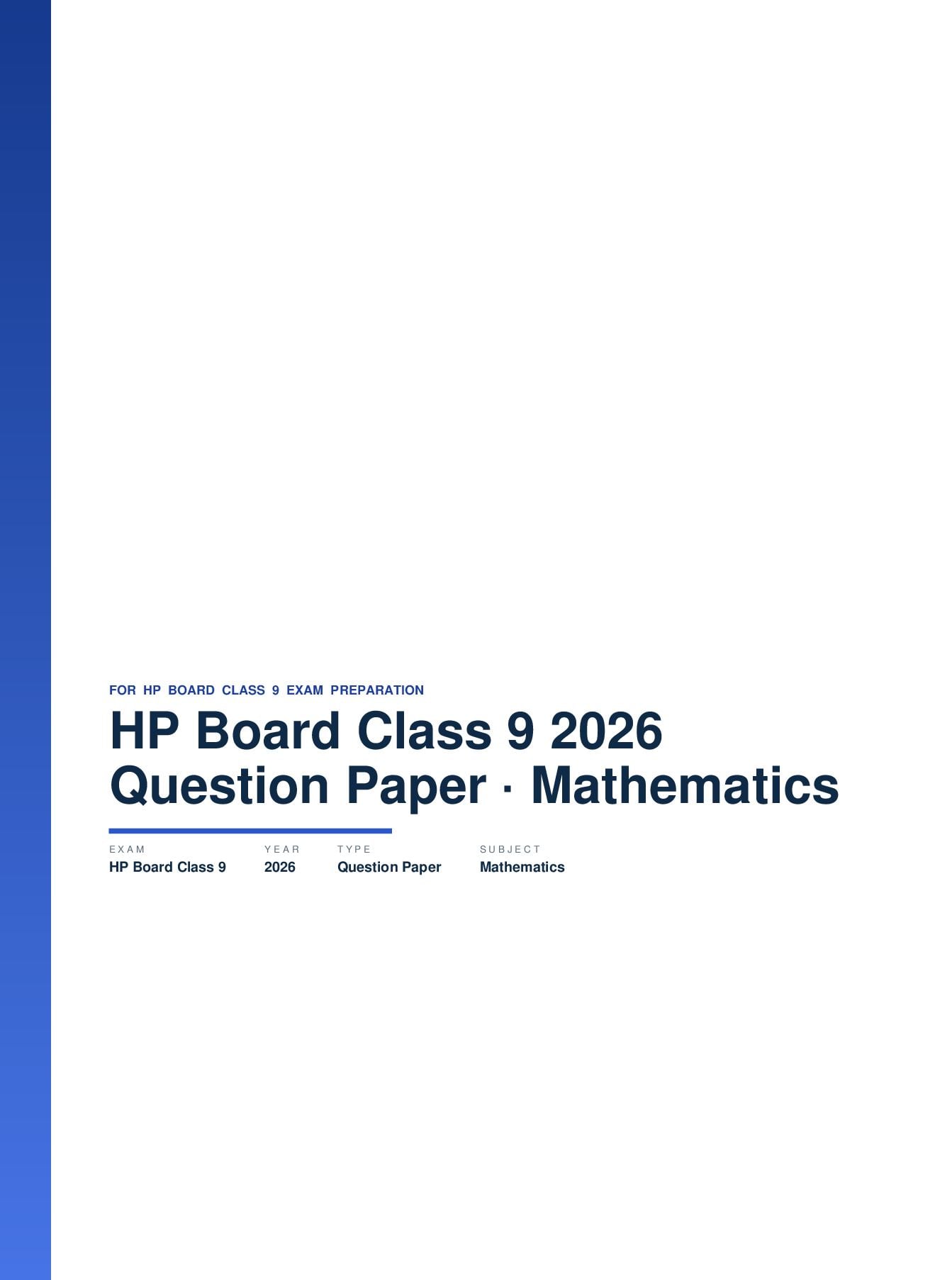 HP Board Class 9 Question Paper 2026 Mathematics - Page 1 of 33