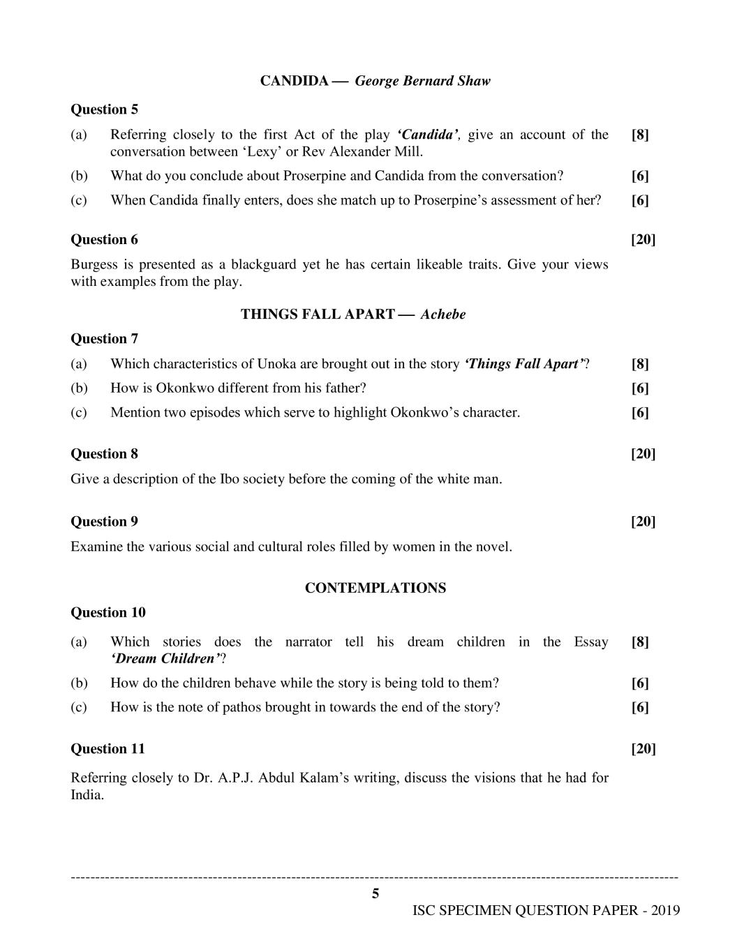 ISC Class 12 Sample Paper 2020 - English Language Paper - 2 Specimen ...