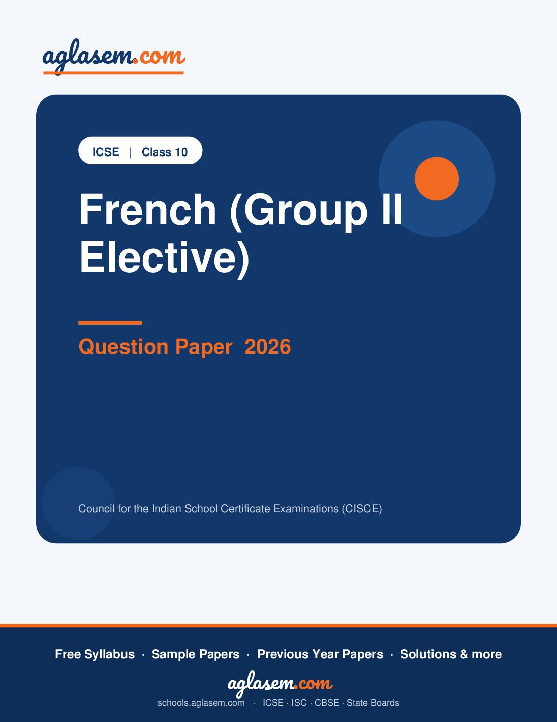 ICSE Class 10 Question Paper 2026 French (Group II Elective) - Page 1 of 9