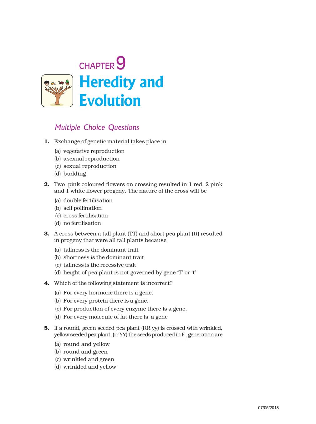 NCERT Exemplar Class 10 Science Unit 9 Heredity and Evolution - Page 1