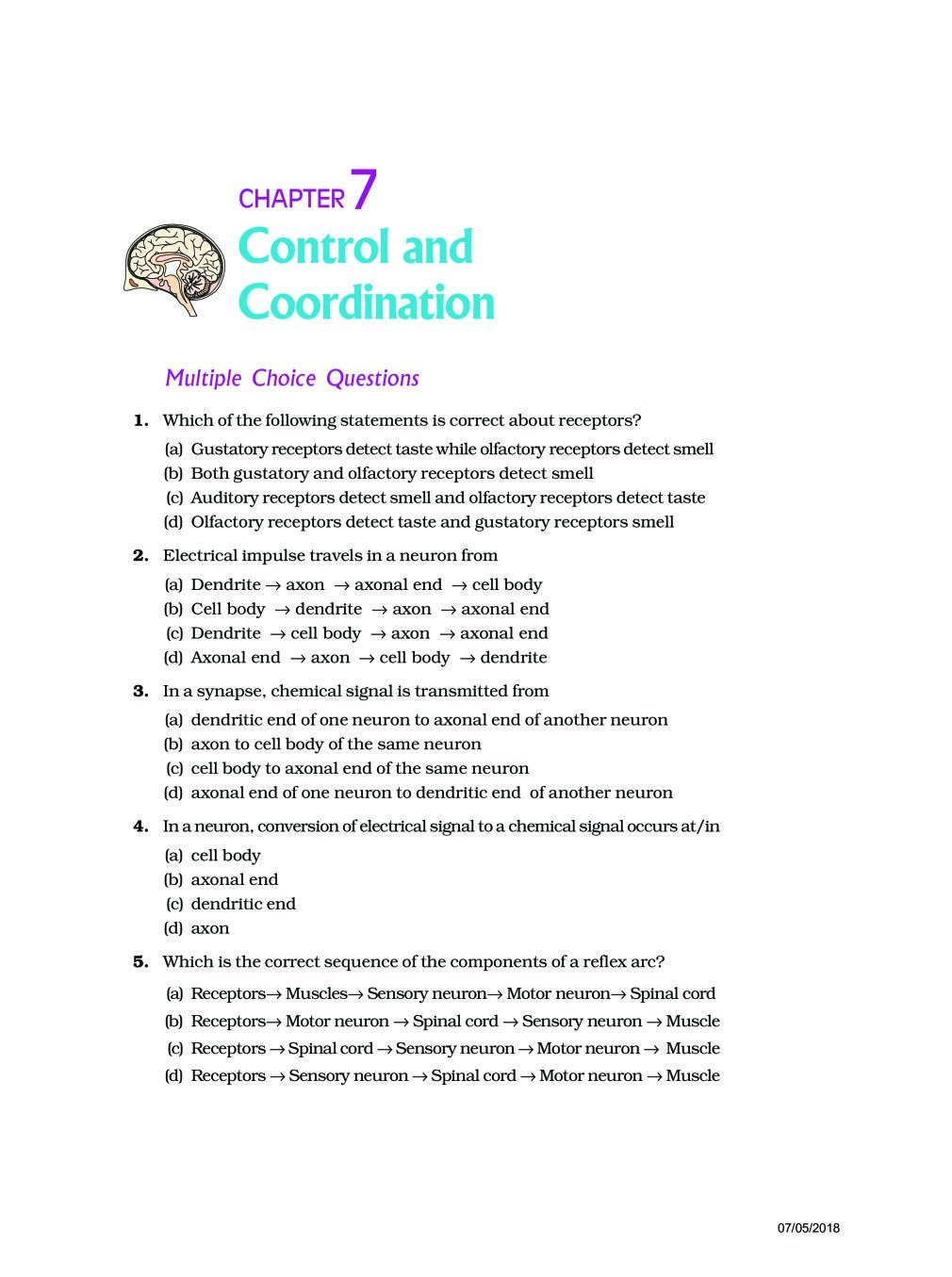 NCERT Exemplar Class 10 Science Unit 7 Control and Coordination - Page 1