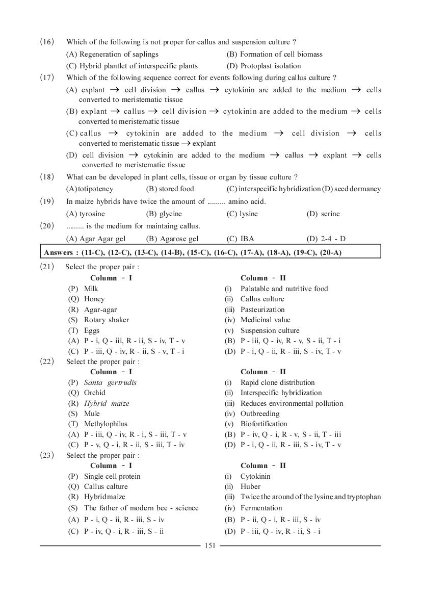 NEET Biology Question Bank for Animal Husbandry and Plant Breeding