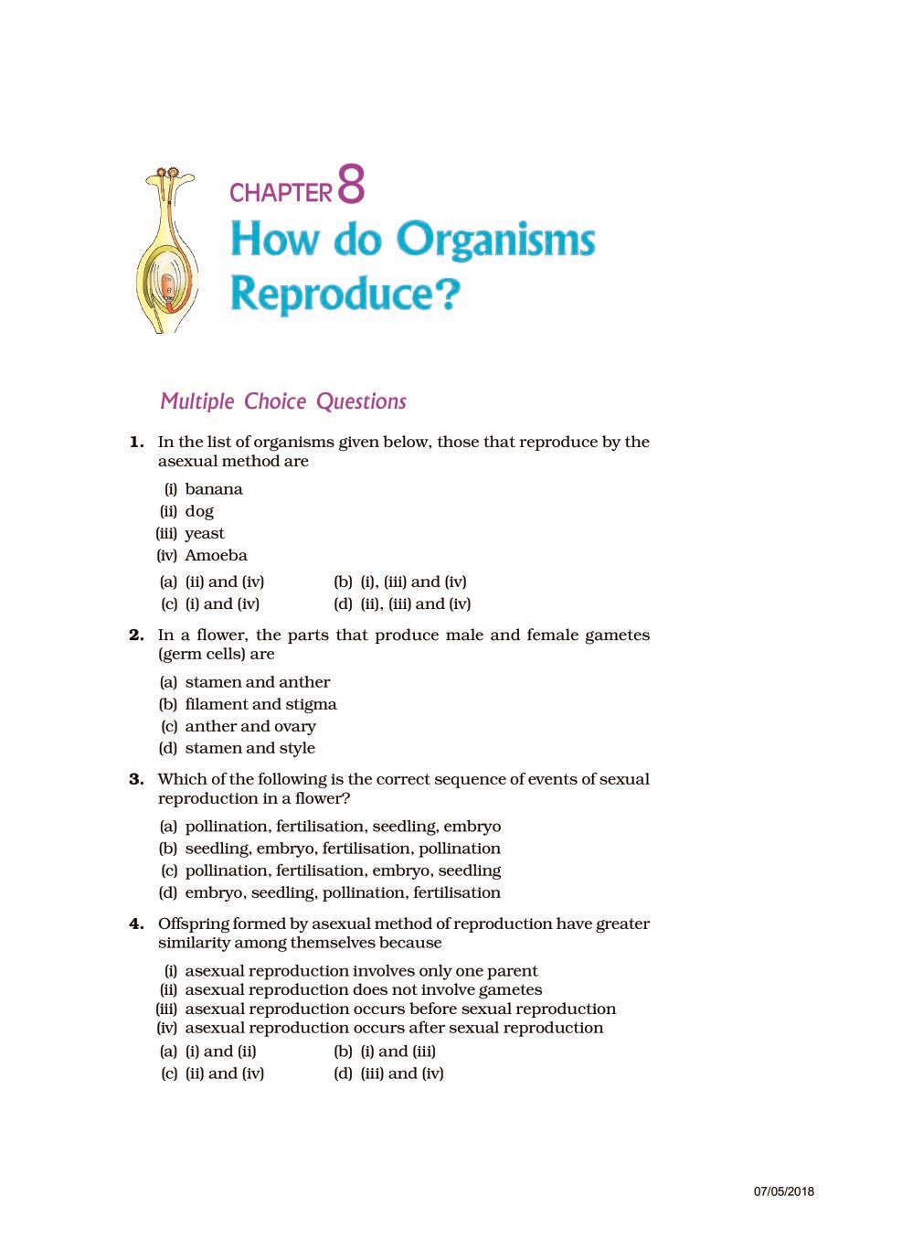 NCERT Exemplar Class 10 Science Unit 8 How do Organisms Reproduce? - Page 1