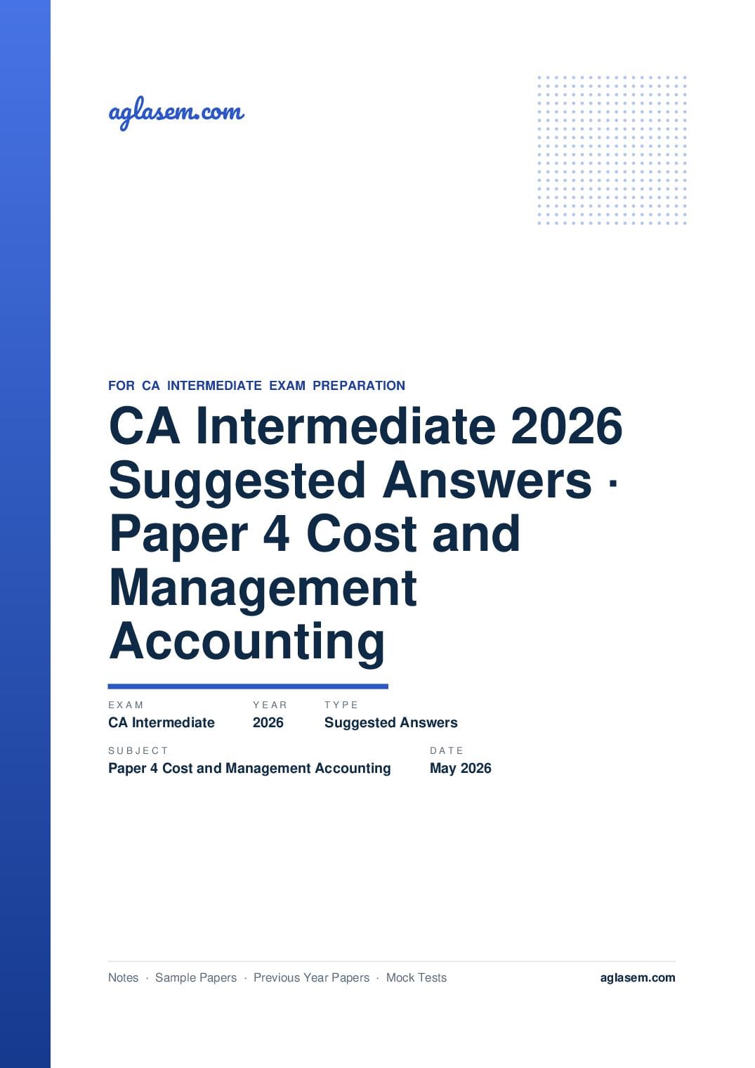 CA Intermediate May 2026 Suggested Answers Paper 4 Cost and Management Accounting - Page 1 of 32