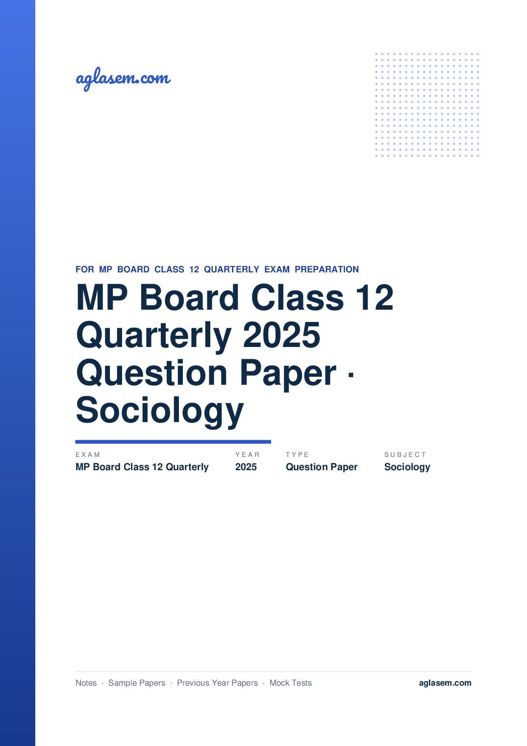 MP Board Class 12 Quarterly Question Paper 2025 Sociology - Page 1 of 4